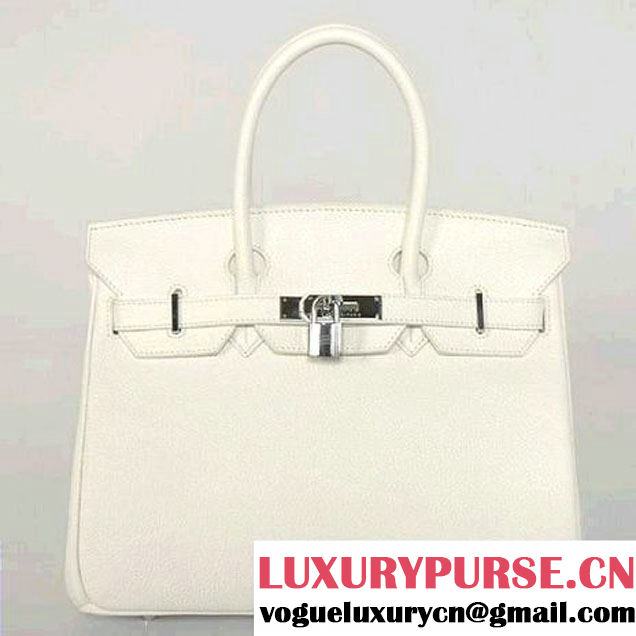 Hermes Birkin 30CM Tote Bags Smooth Togo Leather White