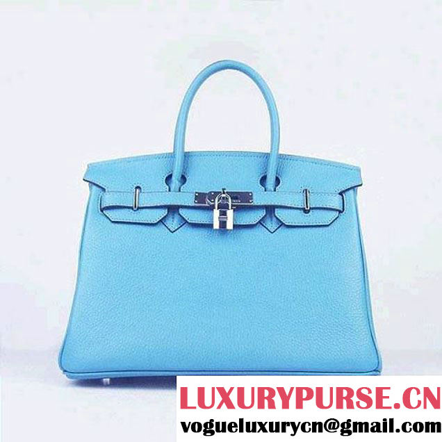 Hermes Birkin 30cm Togo Leather Bag Light Blue 6088