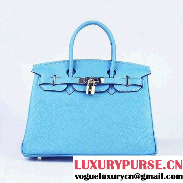 Hermes Birkin 30cm Togo Leather Bag Light Blue 6088