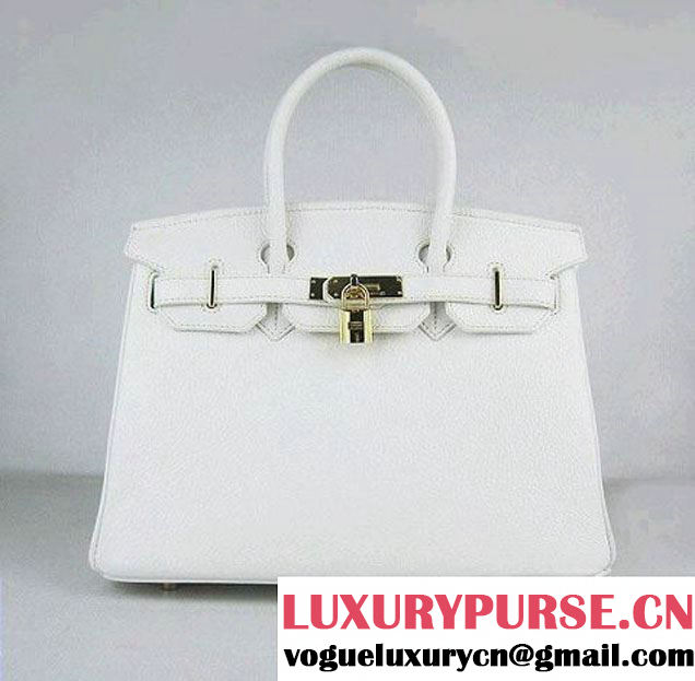 Hermes Birkin 30cm Togo Leather Bag White 6088