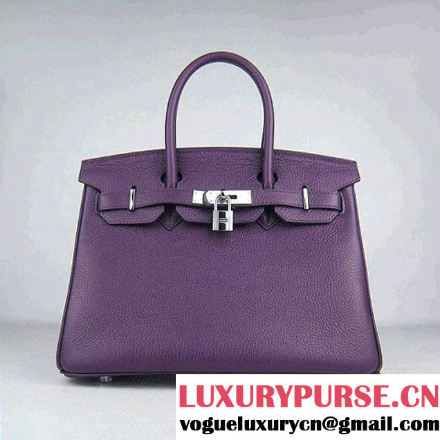 Hermes Birkin 30cm Togo Leather Bag Purple 6088