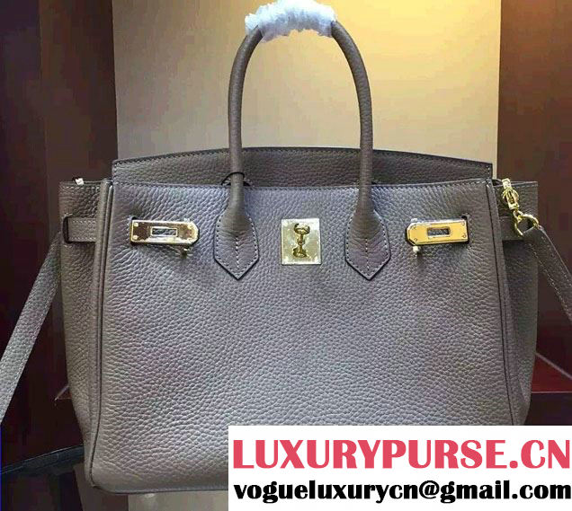 Hermes Togo Leather Birkin 30cm Medium Bag Gray 2016