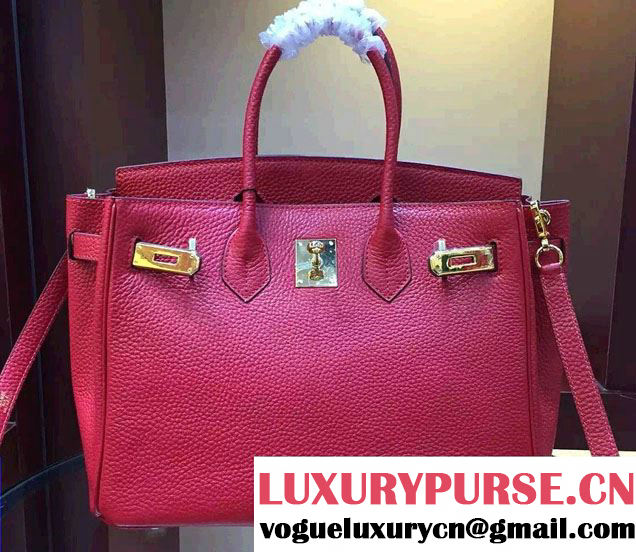 Hermes Togo Leather Birkin 30cm Medium Bag Red 2016