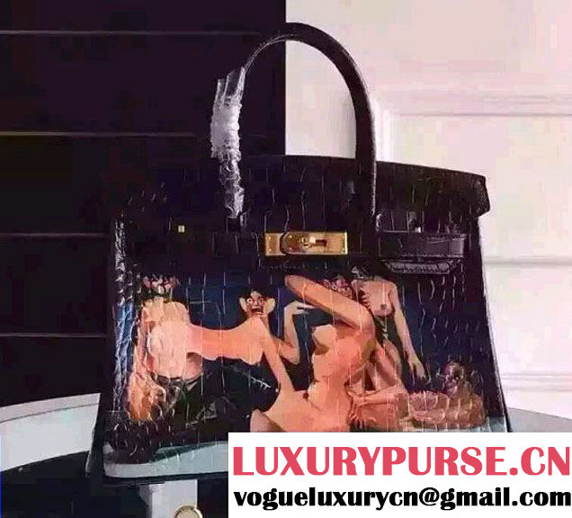 Hermes Birkin 30cm Bag in Original Leather Croco Pattern Black Naked 2016