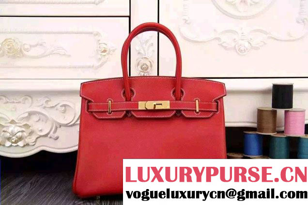 Hermes Birkin 30/35 Bag in Original Epsom Leather Bag Red/Blue