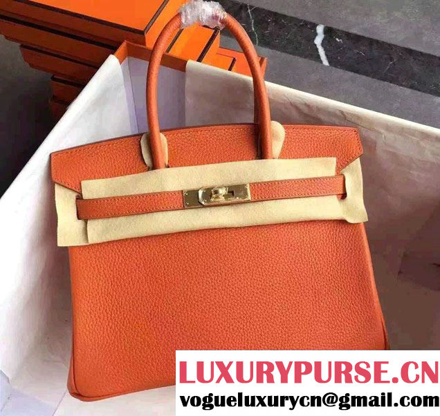 Hermes Birkin 30/35 Bag in Original Togo Leather Bag Orange