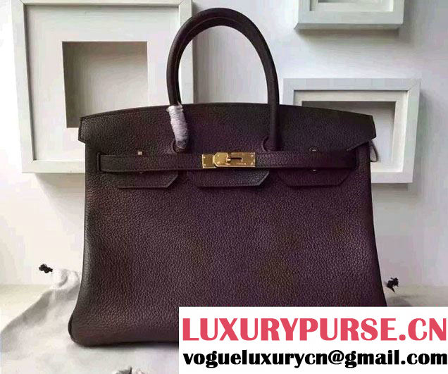 Hermes Birkin 30/35 Bag in Original Togo Leather Bag Dark Coffee