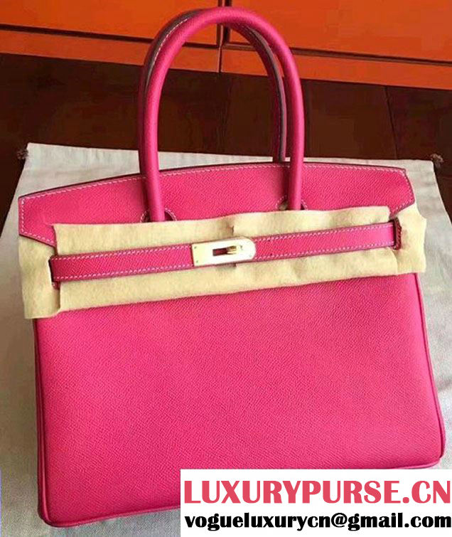 Hermes Birkin 30/35 Bag In Original Epsom Leather With Gold/Silver Hardware Hot Pink