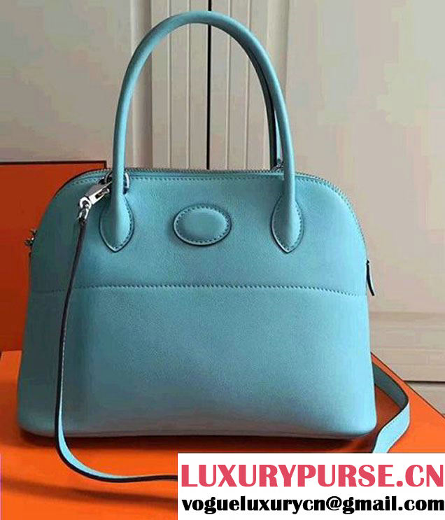 Hermes Bolide Tote Bag 27cm in Original Leather Light Blue