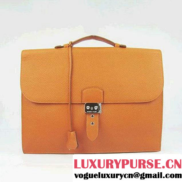 Hermes Sac Depeche 38cm Briefcase Clemence Orange