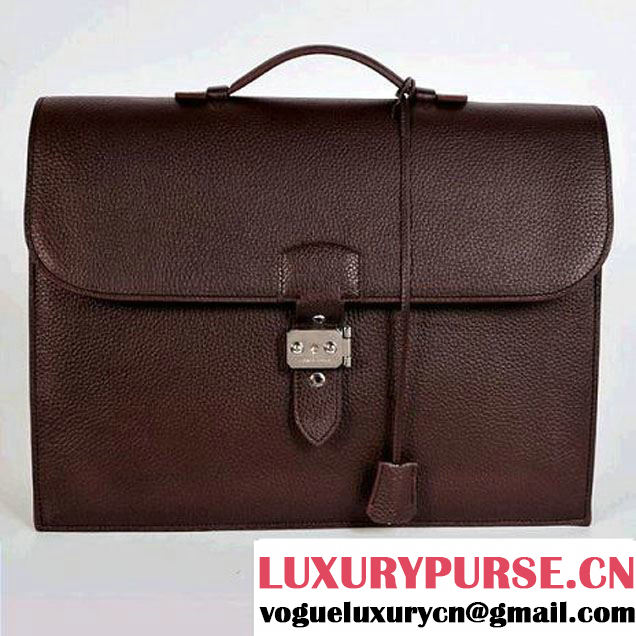 Hermes Sac Depeche 38cm Briefcase Clemence Brown