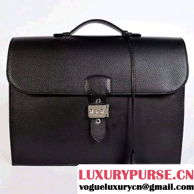 Hermes Sac Depeche 38cm Briefcase Clemence Black