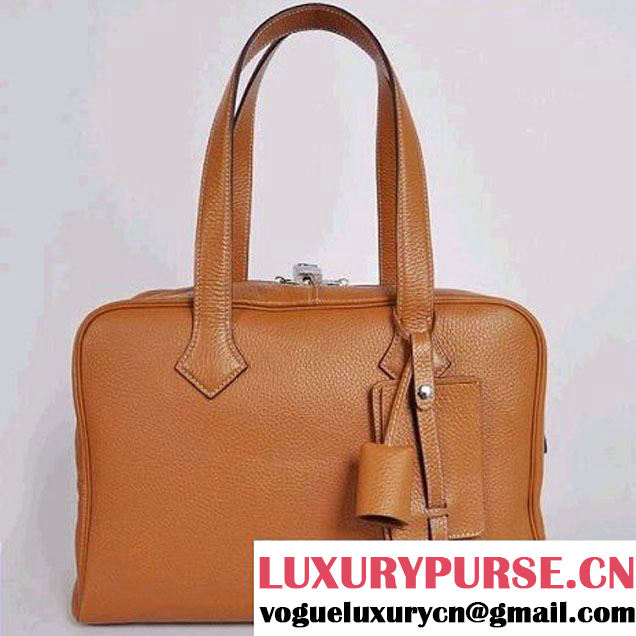 Hermes Victoria 35CM Bag Clemence Silver Hardware Camel