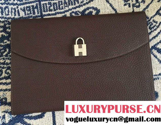 Hermes Vintage H Clutch Bag Coffee 2015