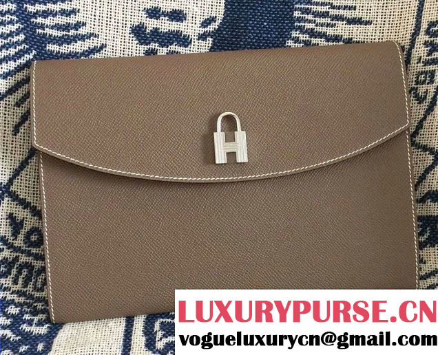 Hermes Vintage H Clutch Bag Camel 2015