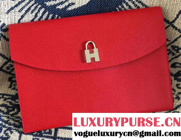 Hermes Vintage H Clutch Bag Red 2015