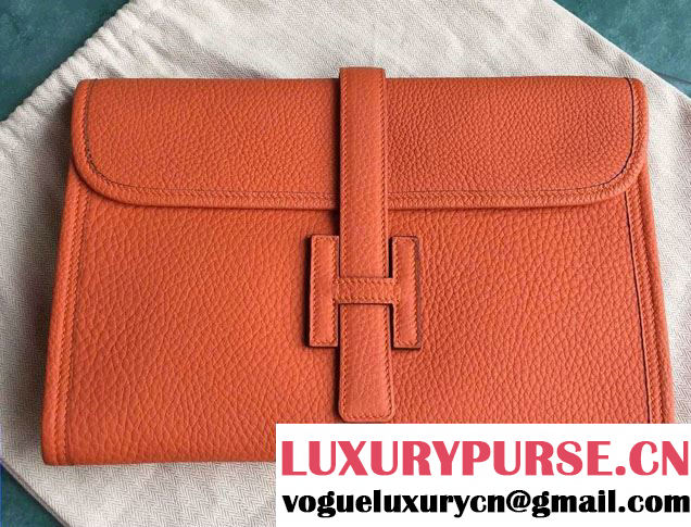 Hermes Jige PM Clutch Bag in Original Togo Leather Orange