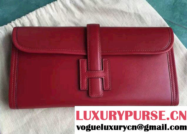 Hermes Jige Elan 29 Clutch Bag in Original Swift Leather Red