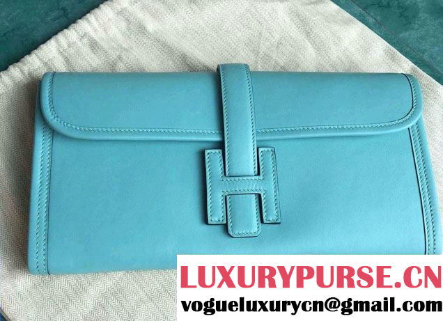 Hermes Jige Elan 29 Clutch Bag in Original Swift Leather Macaron Blue