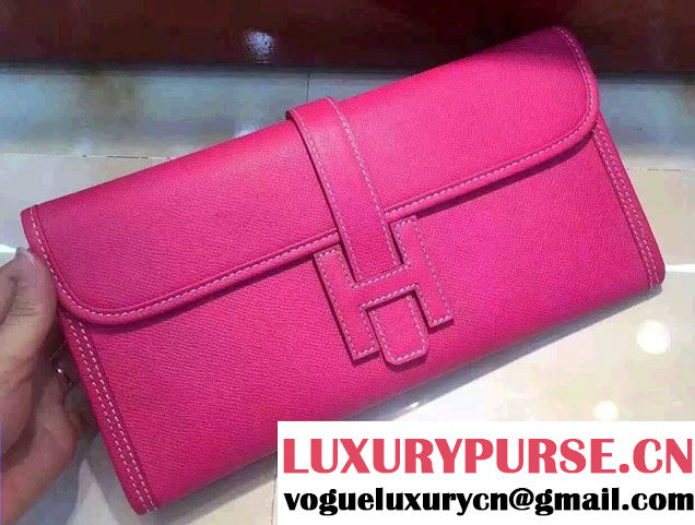 Hermes Jige Elan 29 Clutch Bag in Original Epsom Leather Fuchsia