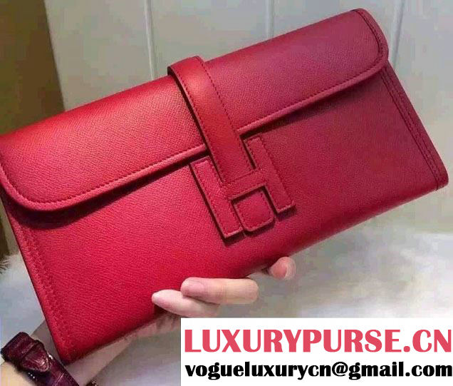 Hermes Jige Elan 29 Clutch Bag in Original Epsom Leather Red