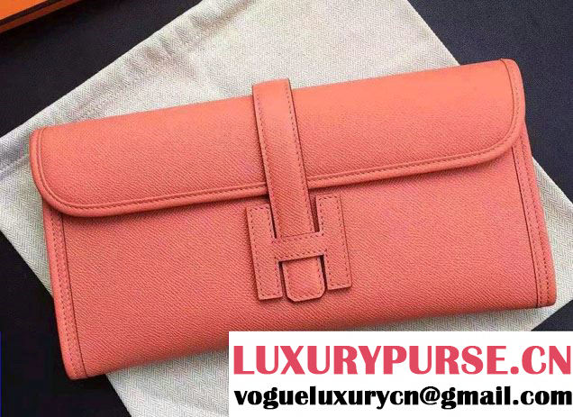 Hermes Jige Elan 29 Clutch Bag in Original Epsom Leather Lobster Pink