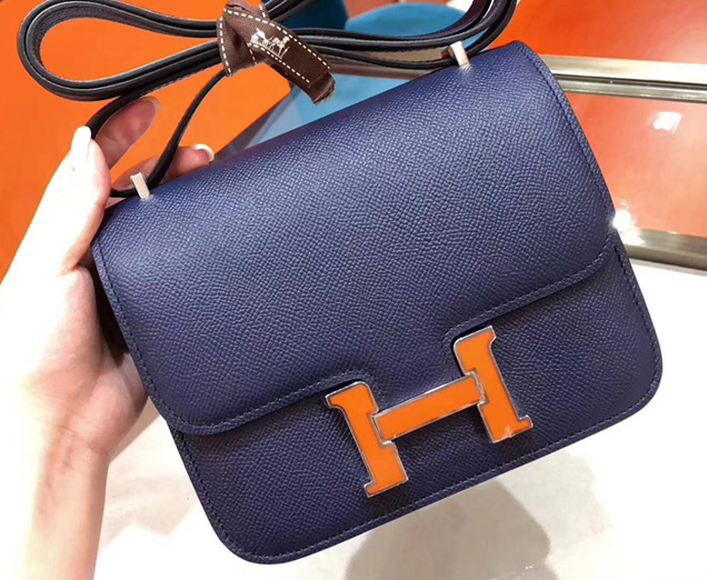 Hermes Constance Bag In Original Epsom Leather Royal Blue