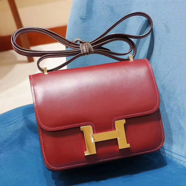 Hermes Constance Bag In Calfskin Burgundy