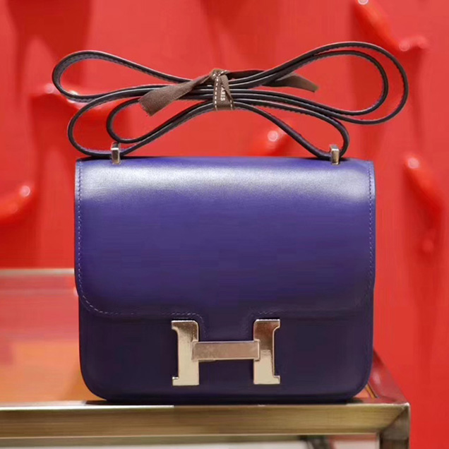 Hermes Constance Bag In Calfskin Blue