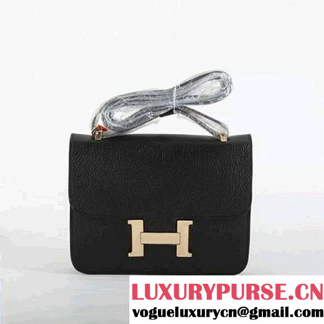 Hermes Togo Leather Constance Bag 1622S Black Golden