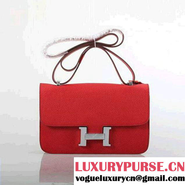 Hermes Constance Bag Togo Leather 1622L Red Silver