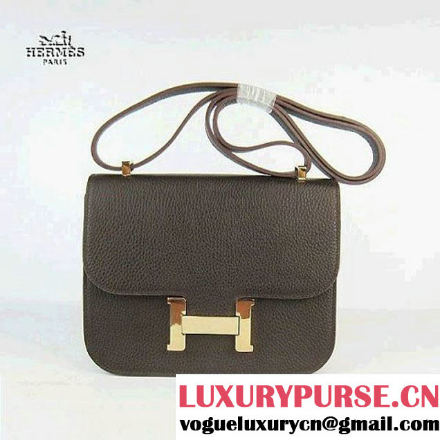 Replica Hermes H017 Coffee Leather Gold Hardware