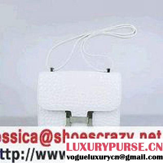 Hermes Constance Bag White Oxhide Stone Veins Leather Silver