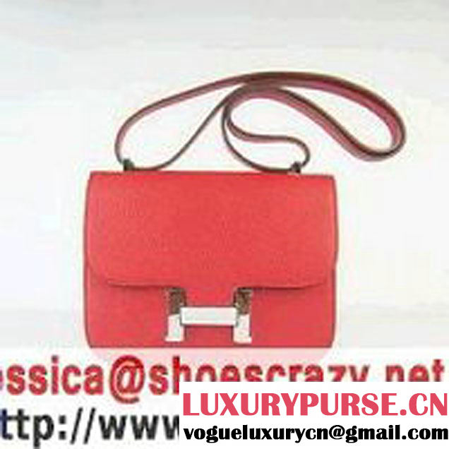 Hermes Constance Bag Red Oxhide Leather Red Silver