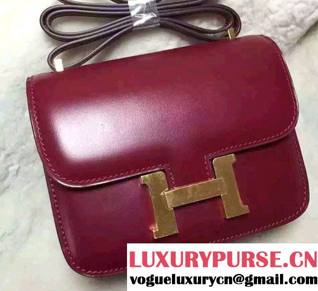 Hermes Original Box Leather Constance 18cm/23cm Bag Date Red