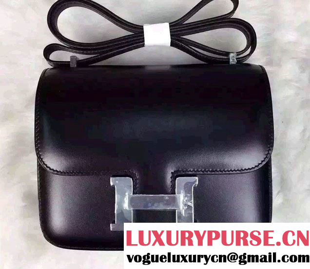 Hermes Original Box Leather Constance 18cm/23cm Bag Black/Silver