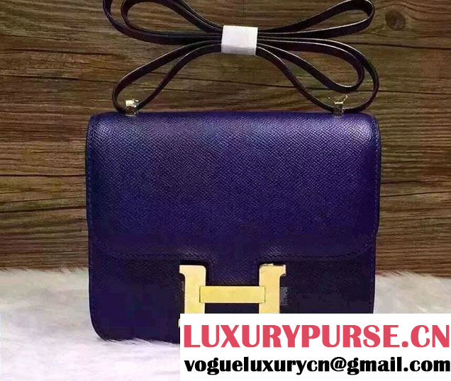 Hermes Original Epsom Leather Constance 18cm/23cm Bag Dark Purple