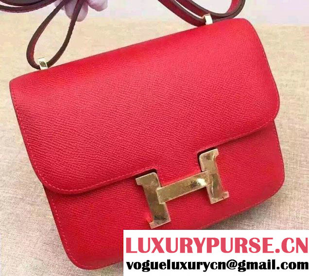 Hermes Original Epsom Leather Constance 18cm/23cm Bag Red