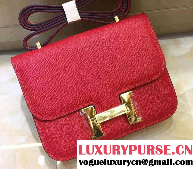 Hermes Epsom Leather Constance 18cm Bag Red