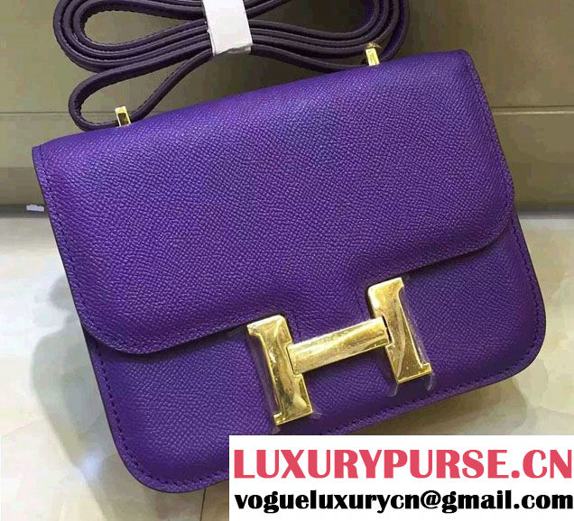 Hermes Epsom Leather Constance 18cm Bag Purple