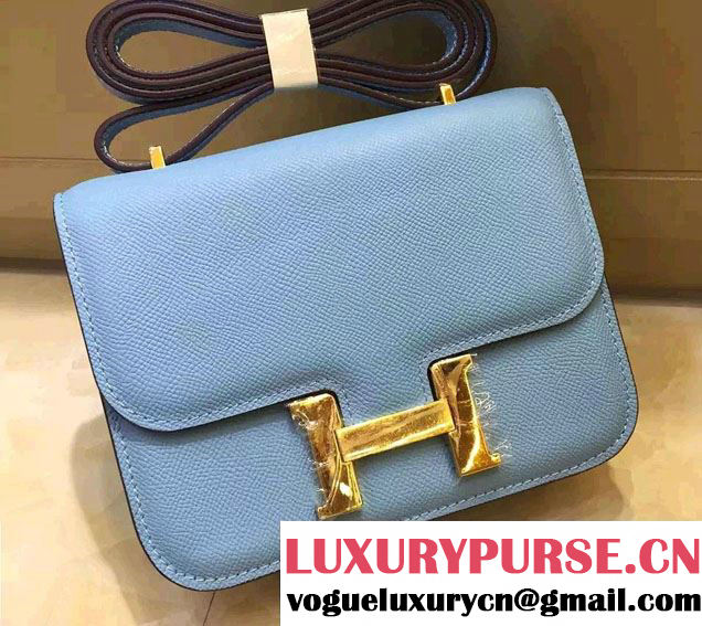 Hermes Epsom Leather Constance 18cm Bag Sky Blue