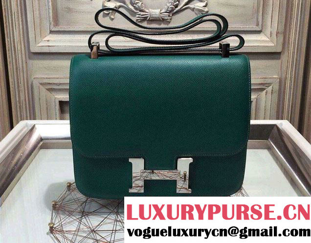 Hermes Original Epsom Leather Constance 18cm/23cm Bag malachite/silver