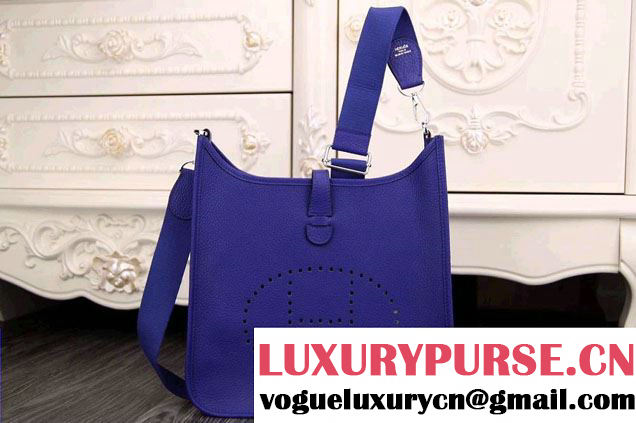 Hermes Evelyne III PM Bag in Origianl Leather Blue