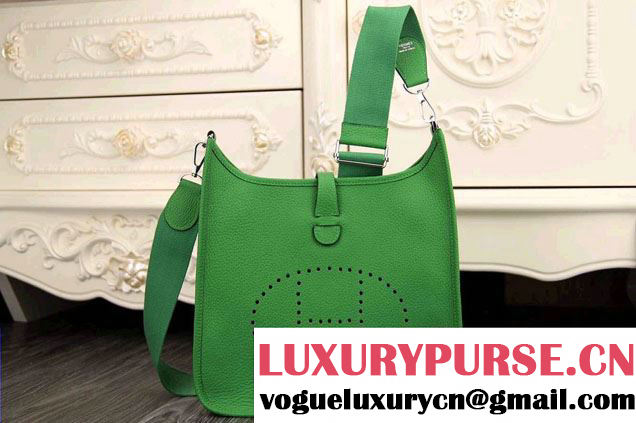 Hermes Evelyne III PM Bag in Origianl Leather Green