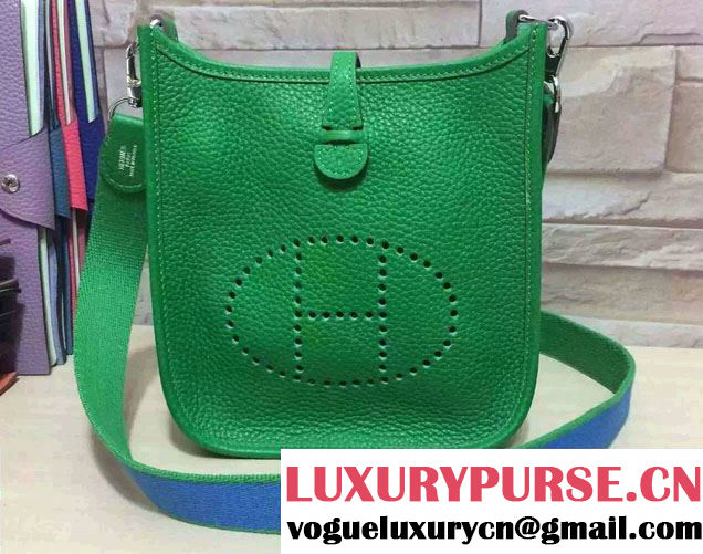 Hermes Origianl Togo Leather Mini Evelyne Bag Green