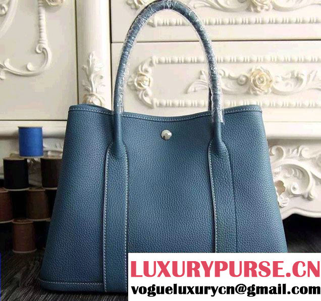 Hermes Original Togo Leather Garden Party 30cm/36cm Bag Denim Blue