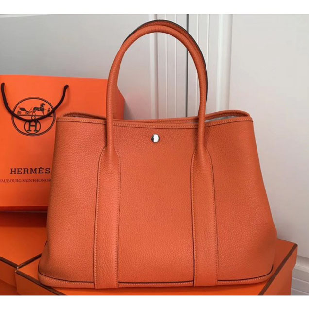 Hermes Calfskin Garden Party 36cm Bag Orange