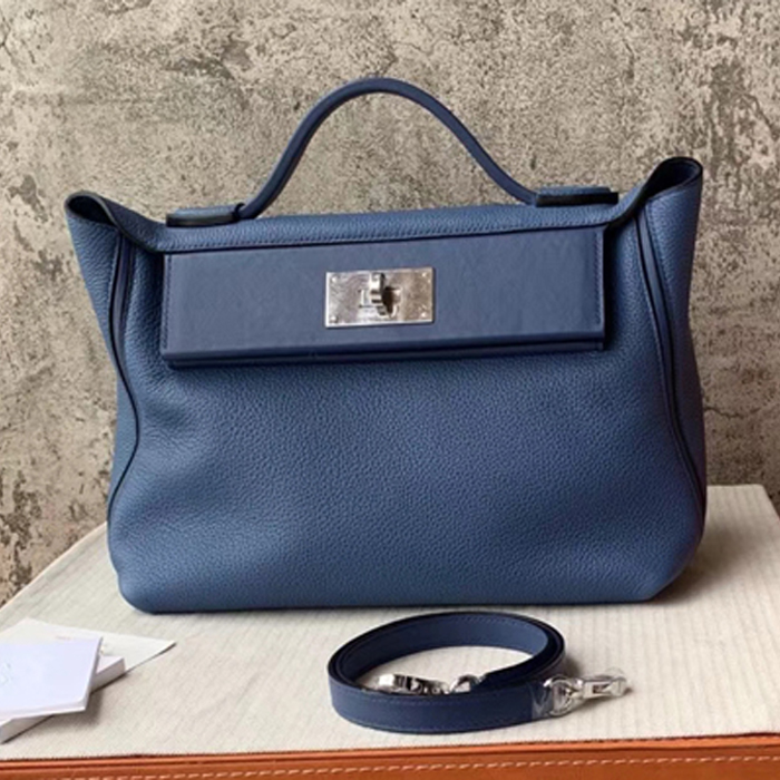 Hermes 24/24 Bag Navy Blue Swift & Togo Silver Hardware