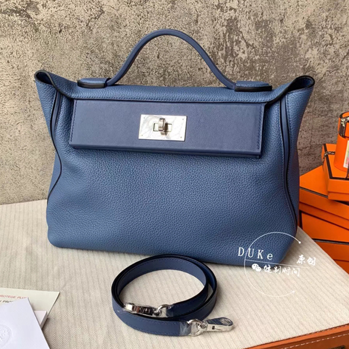 Hermes 24/24 Bag Navy Blue Swift & Togo Silver Hardware