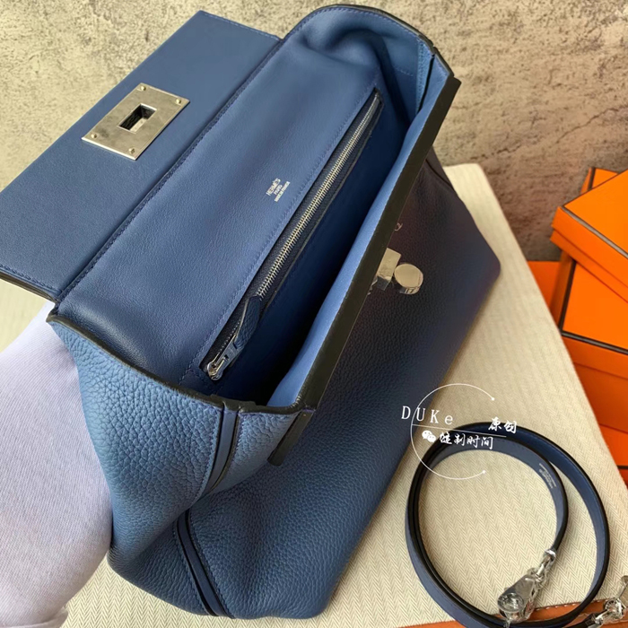 Hermes 24/24 Bag Navy Blue Swift & Togo Silver Hardware